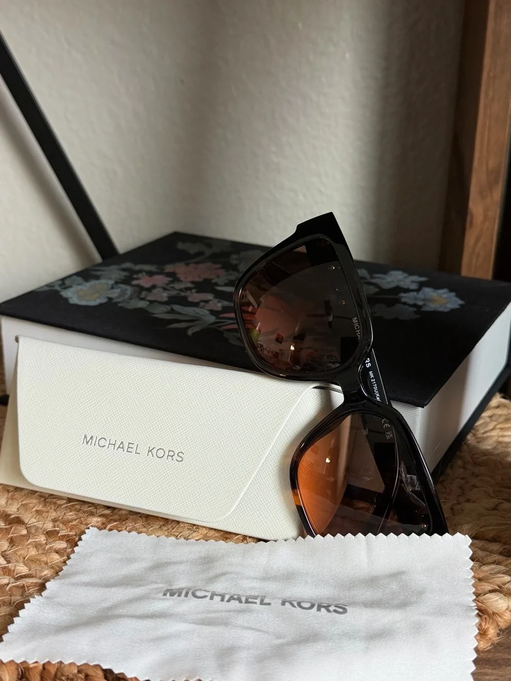 Michael Kors Black Tortoiseshell Sunglasses with Brown Gradient Lenses